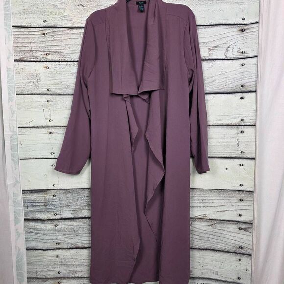 Rue 21 + Mauve Long Duster Cardigan Belted 1X - Picture 2 of 8